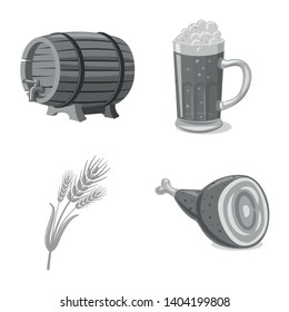 Vector design of pub and bar sign. Collection of pub and interior stock symbol for web.