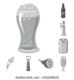 Vector design of pub and bar sign. Set of pub and interior stock vector illustration.