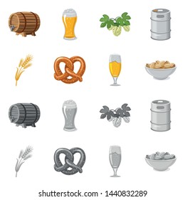 Vector design of pub and bar sign. Collection of pub and interior stock symbol for web.