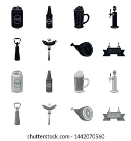 Vector design of pub and bar sign. Set of pub and interior stock symbol for web.