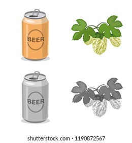Vector design of pub and bar symbol. Set of pub and interior vector icon for stock.