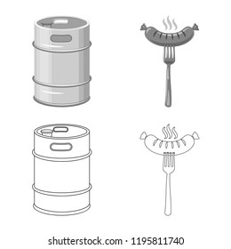 Vector design of pub and bar symbol. Set of pub and interior stock symbol for web.