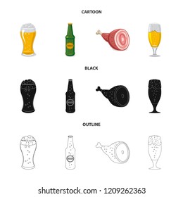 Vector design of pub and bar symbol. Collection of pub and interior stock symbol for web.