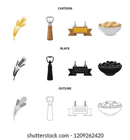 Vector design of pub and bar symbol. Set of pub and interior stock vector illustration.