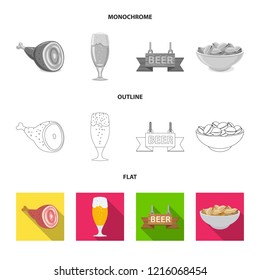 Vector design of pub and bar symbol. Collection of pub and interior stock symbol for web.