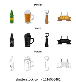 Vector design of pub and bar symbol. Collection of pub and interior stock symbol for web.