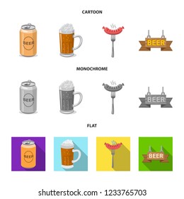 Vector design of pub and bar symbol. Set of pub and interior vector icon for stock.