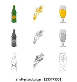 Vector design of pub and bar symbol. Collection of pub and interior stock vector illustration.