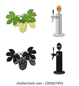 Vector design of pub and bar symbol. Set of pub and interior stock vector illustration.