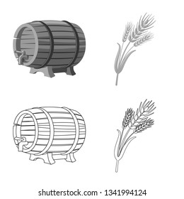 Vector design of pub and bar symbol. Set of pub and interior stock symbol for web.