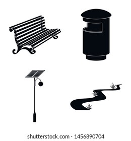 Vector design of public and relaxation symbols. Collection of public and park stock symbol for web.