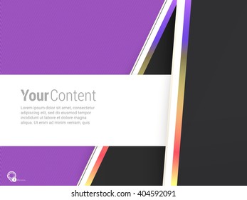 Vector design. Purple and Black and Rainbow Edition of an Abstract Geometric Colorful Infographics Page Element for Web, Print or Brochure Layout 