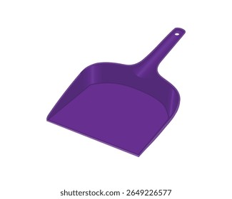 conception Image vectorielle d'une cuillère à poussière et à ordures violettes, généralement appelée une casserole à poussière, tenue à la main sur la poignée