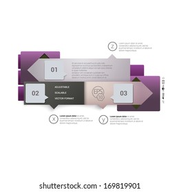 Vector design. Purple edition of a decorative paper chart info board in retro colorful simple abstract minimal style as a printed media graphic element or website banner & infographics design template