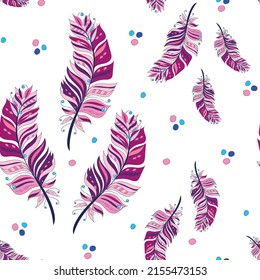 Vector design purple feathers on white background