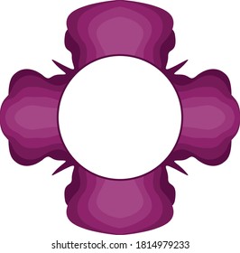 Diseño vectorial de un marco de círculo ornamento de flores púrpura con un tema de naturaleza