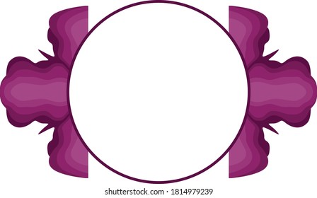 Diseño vectorial de un marco de círculo ornamento de flores púrpura con un tema de naturaleza