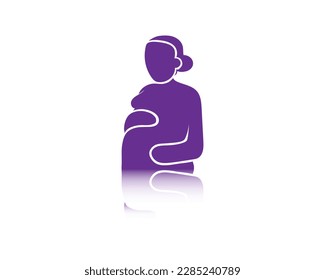 vector design of a purple icon or logo shaped like a mother or pregnant woman holding her enlarged belly