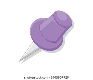 vector design of a purple paper push pin tool which is round like a nail with a sharp part at the bottom which is useful for pressing or marking a folder or paper