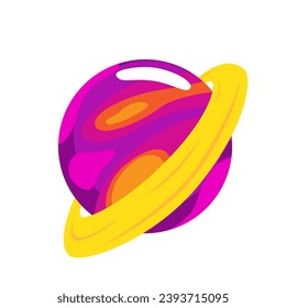 Vector design of purple planet icon, Flat and graphic design