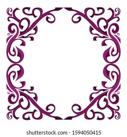 Vector Design of a Purple Wood Ornament Frame with a Nature Theme