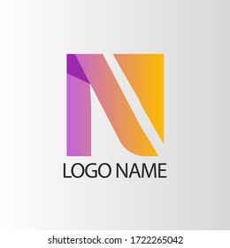 vector design of purple and yellow gradient n letter logo