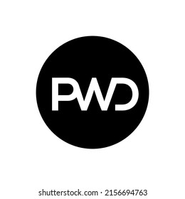 A vector design of PWD monogram icon on white background