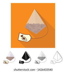 Vector design of pyramid and tea sign. Set of pyramid and bag stock symbol for web.