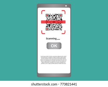 Vector design (QR barcode cannot be scanned) payment , online shopping , cashless technology concept. Digital pay without money , using for mobile phone application to scan qr code with smartphone.