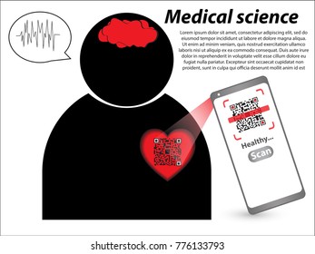 Vector design (QR barcode cannot be scanned) Medical technology, payment , online support, cashless,  technology concept. using for mobile phone application to scan qr code with smartphone.