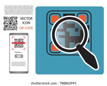 Vector design (QR barcode cannot be scanned) payment , online shopping , cashless technology concept. Digital pay without money , using for mobile phone application to scan qr code with smartphone.