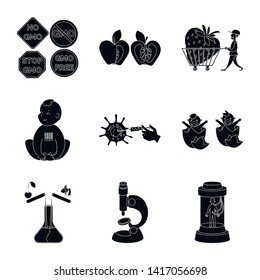 Vector design of quality and laboratory symbol. Collection of quality and genetically stock symbol for web.