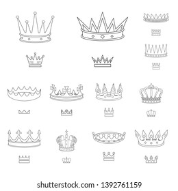 Vector design of queen and heraldic icon. Set of queen and vip vector icon for stock.