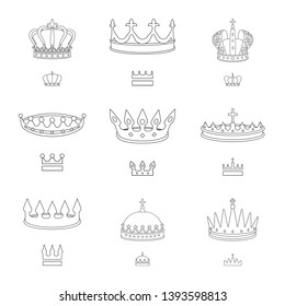 Vector design of queen and heraldic icon. Collection of queen and vip stock vector illustration.