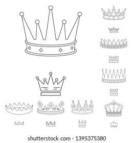 Vector design of queen and heraldic icon. Set of queen and vip vector icon for stock.