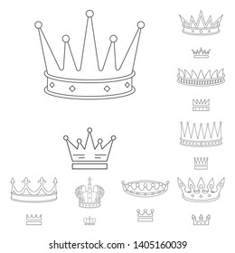 Vector design of queen and heraldic icon. Collection of queen and vip stock symbol for web.