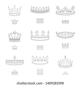 Vector design of queen and heraldic sign. Collection of queen and vip vector icon for stock.
