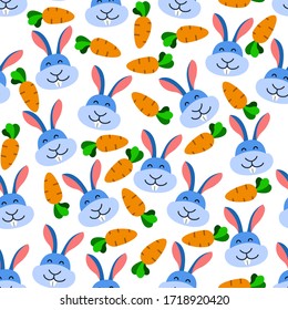 Diseño vectorial de Conejo y Zanahoria con fondo blanco