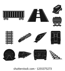 Vector design of railroad and train icon. Set of railroad and way stock vector illustration.
