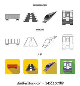 Vector design of railroad and train icon. Collection of railroad and way vector icon for stock.