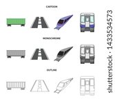 Vector design of railroad and train logo. Set of railroad and way stock symbol for web.
