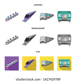 Vector design of railroad and train logo. Set of railroad and way vector icon for stock.