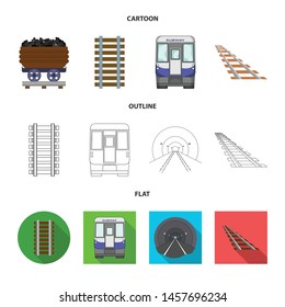 Vector design of railroad and train logo. Set of railroad and way stock symbol for web.