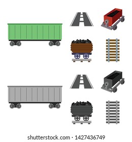 Vector design of railroad and train sign. Set of railroad and way stock symbol for web.