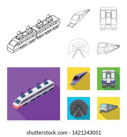 Vector design of railroad and train symbol. Set of railroad and way stock vector illustration.