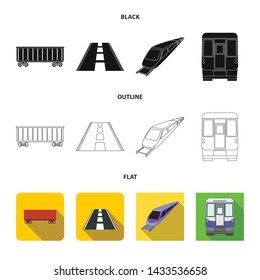 Vector design of railroad and train symbol. Collection of railroad and way stock vector illustration.