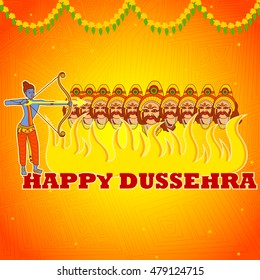 Vector design of Rama killing Ravana in Happy Dussehra