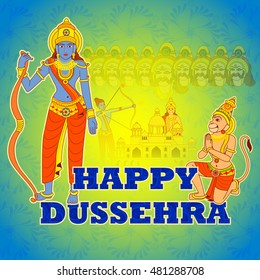 Vector design of Rama killing Ravana in Happy Dussehra