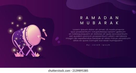 Vector design of Ramadan greetings and simple elegant color gradation drums, suitable for banners, social media, greetings and others with the theme of Ramadan
