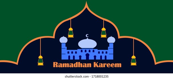 Diseño vectorial de la mezquita ramadhan kareem